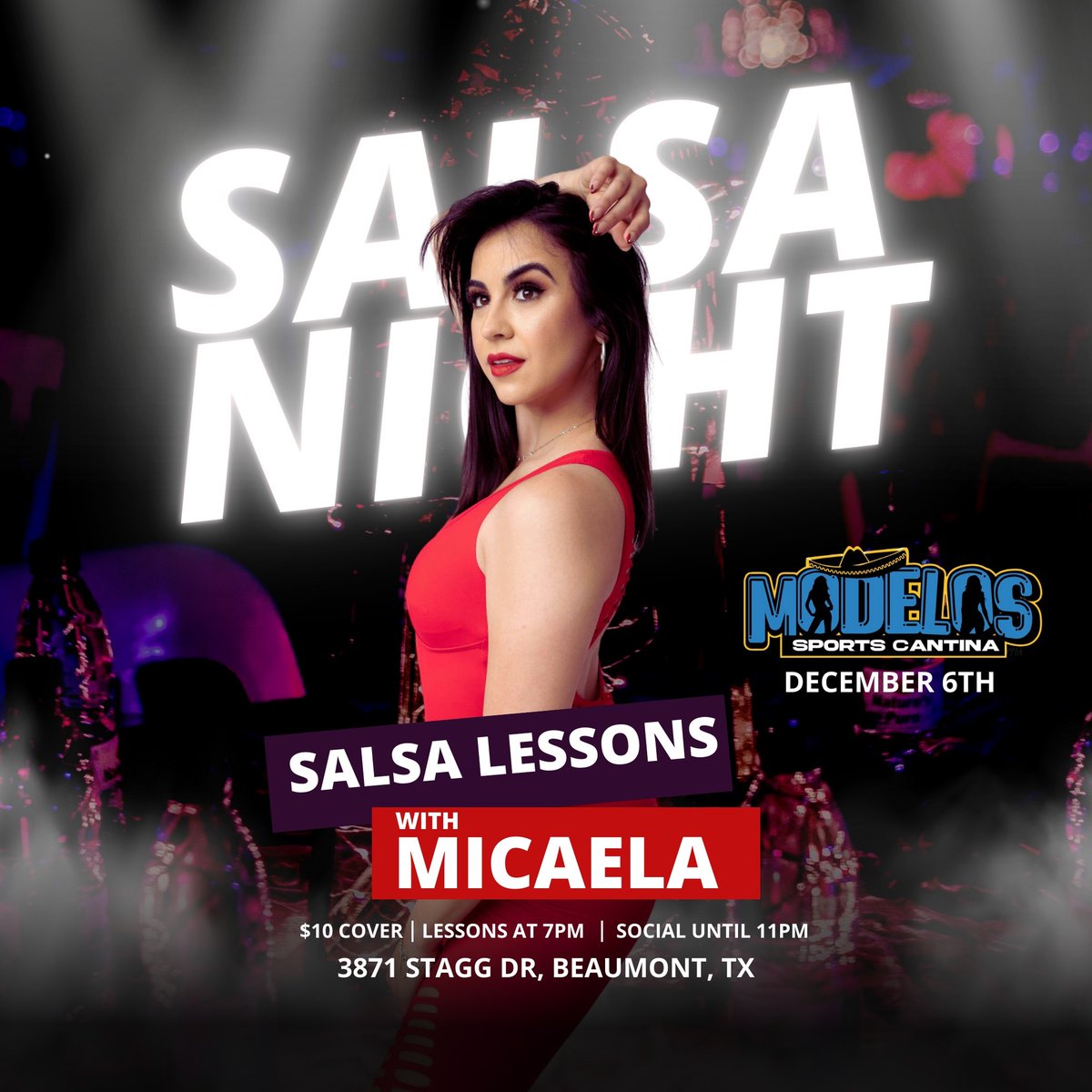 gordonswilliams's tweet photo. #Salsa Night at Modelo’s Sports Cantina tomorrow, Friday, 12.6.24! $10.00 Admission (Cash Preferred) to enter the dance floor. 7 pm -#LatinDance #Lessons 8 pm #Socialdancing to #salsa, #bachata, &amp; #merengue! #bailemosbeaumont #setxsalseros #danceislife #BeaumontTx #SoutheastTexas https://t.co/2OvKlNYs5H
