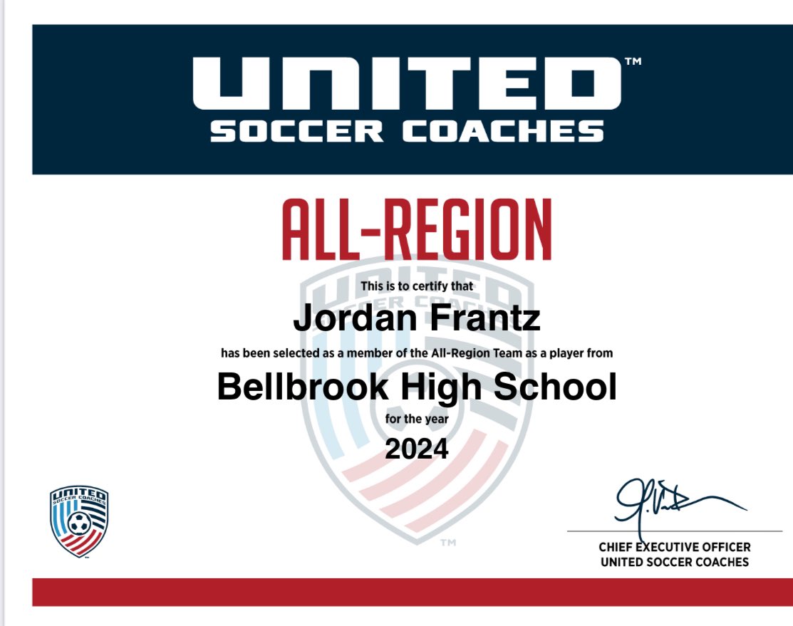 CONGRATS to Jordan for being selected All Region by United Soccer Coaches!! Go Eagles!!! 🦅⚽️