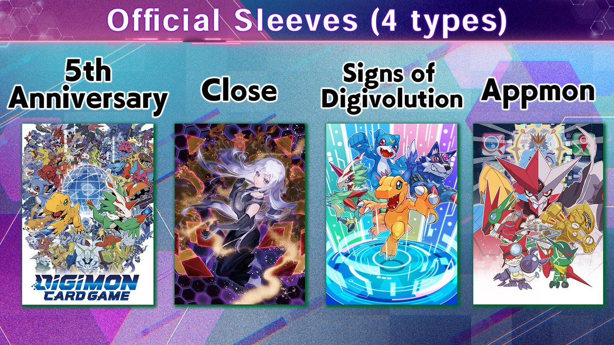 Digimon Card Game Latest News  New Official Card Sleeves arrive in June  2025! -5th Anniversary -Close -Signs of Digivolution -Appmon See its  premier reveal here! https://t.co/7RNBLrBndr #DigimonCardGame #DigimonTCG # Digimon