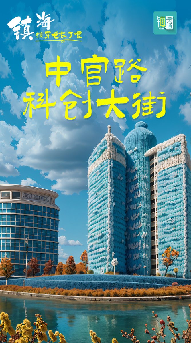 izhenhai's tweet image. Bundle up in your cozy sweaters! 🧣✨ Step into the futuristic world of Zhongguan Road and Kecang Avenue, where unique blue buildings with irregular shapes and a patchwork design stand out against a backdrop of greenery and blue skies. #FutureArchitecture #UrbanScenery