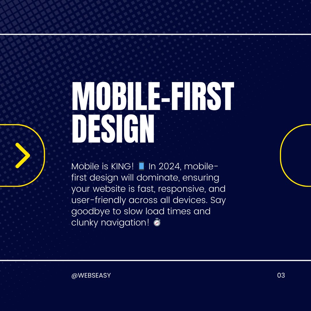 Webseasy_in's tweet photo. Ready to stay ahead? Let us help you integrate these trends into your website for a modern, engaging user experience!#WebDesign #websitetrends2024 #AI #MobileFirst #webarebears #webvr #digitalmarketing #userexperience #smallbusinessgrowth #digitalagency #Innovation https://t.co/v2E8cS0GBh