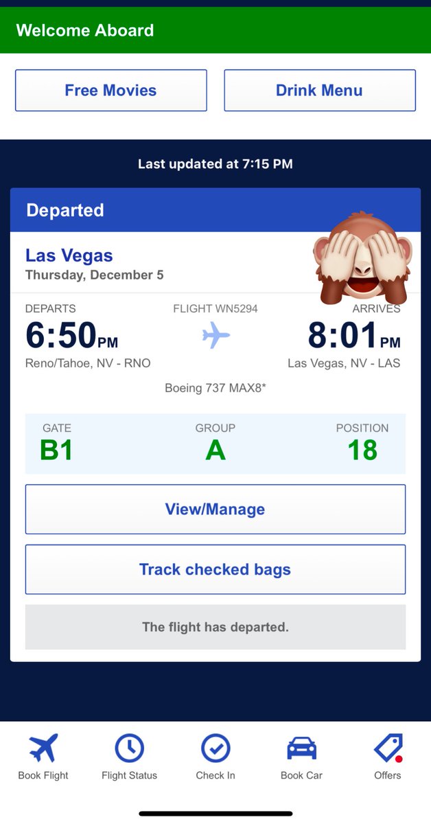 RaymondSmith's tweet photo. So @SouthwestAir what good is it to get free drinks for a list preferred, if you can’t pull up your boarding pass in flight that the flight attendants has to scan? #swafail  
(Plus the flight attendant was rude about it) https://t.co/jTwTWcCyXo