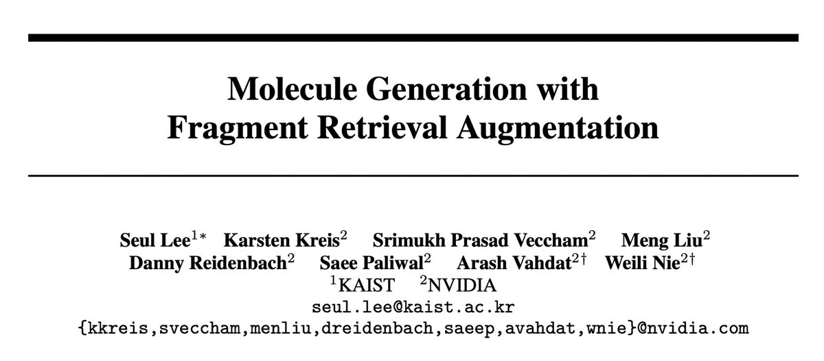 Seul Lee (@seullee05) on Twitter photo 🚀Excited to share our f-RAG at #NeurIPS2024, a molecular optimization framework that leverages fragment-level RAG.
arxiv.org/abs/2411.12078
with incredible collaborators: <a href="/karsten_kreis/">Karsten Kreis</a>, Srimukh Prasad Veccham, <a href="/mengliu_1998/">Meng Liu</a>, Danny Reidenbach, <a href="/sgpaliwal/">Saee Paliwal</a>, <a href="/ArashVahdat/">Arash Vahdat</a>, <a href="/wn8_nie/">Weili Nie</a> 🚀Excited to share our f-RAG at #NeurIPS2024, a molecular optimization framework that leverages fragment-level RAG.
arxiv.org/abs/2411.12078
with incredible collaborators: <a href="/karsten_kreis/">Karsten Kreis</a>, Srimukh Prasad Veccham, <a href="/mengliu_1998/">Meng Liu</a>, Danny Reidenbach, <a href="/sgpaliwal/">Saee Paliwal</a>, <a href="/ArashVahdat/">Arash Vahdat</a>, <a href="/wn8_nie/">Weili Nie</a>