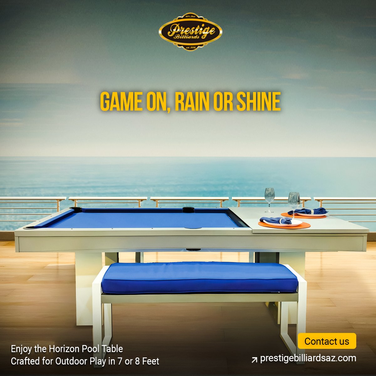 pooltableaz's tweet photo. Game on, rain or shine! The Horizon Pool Table is built for outdoor fun, with a durable design and 7 or 8-foot options for endless play. 🌞🎱
#HorizonPoolTable #OutdoorBilliards #GameOnOutside #RainOrShine #DurableFun #PoolTableGoals #BilliardsLifestyle #GameRoomPerfection https://t.co/sVoURXhThJ