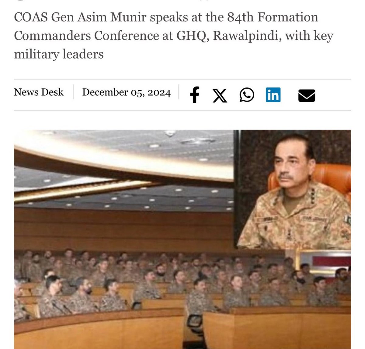 SabootInaam's tweet image. Pakistan Army’s Formation Commanders Conference today discussing how the #CorruptGenerals are going to fix Pakistan’s tattered economy as if they are some kind of subject matter experts on economy. Perhaps DGC_FaisalNaseer aka Dirty Harry (marked in the photo) can smuggle in more