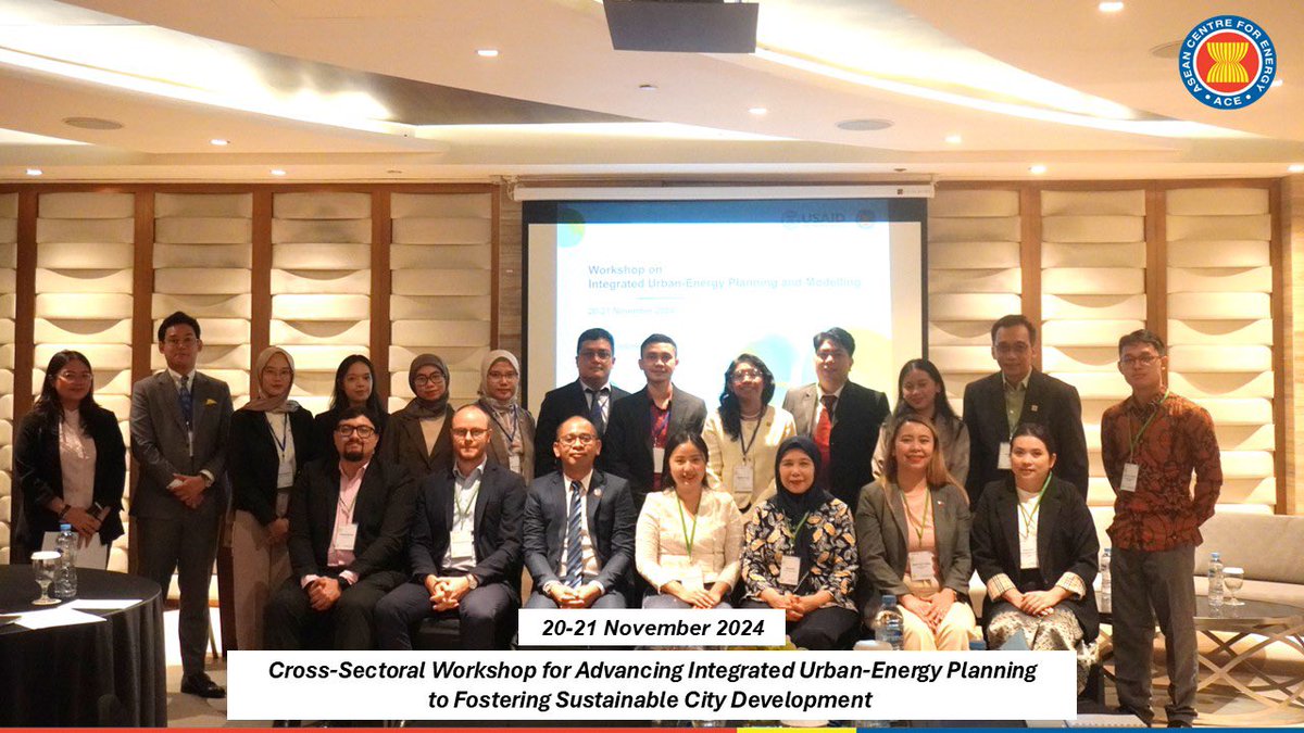 aseanenergy's tweet photo. The ASEAN Centre for Energy (ACE), supported by the @USAID Southeast Asia Smart Power Program (#SPP) held a Workshop on Integrated Urban-Energy Planning and Modelling (IUEPM) on 20-21 November 2024 in Jakarta, Indonesia.

🔗 Read more: https://t.co/EiSJSEsuYX https://t.co/sjepuTytXJ