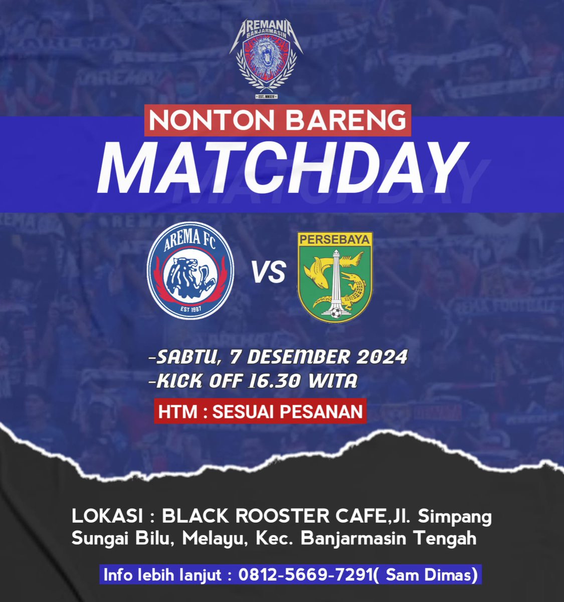 Info nobar di BANJARMASIN

Mari ramaikan kawan kawan semua,  

  BRI LIGA 1

 PERSEBAYA VS AREMA FC
sabtu 7 Desember 2024
Ko 16.30 Wita
 Open gate 15.30 - sampai selesai
 
Ayoo ramaikan kawan 

SALAM SATU JIWA