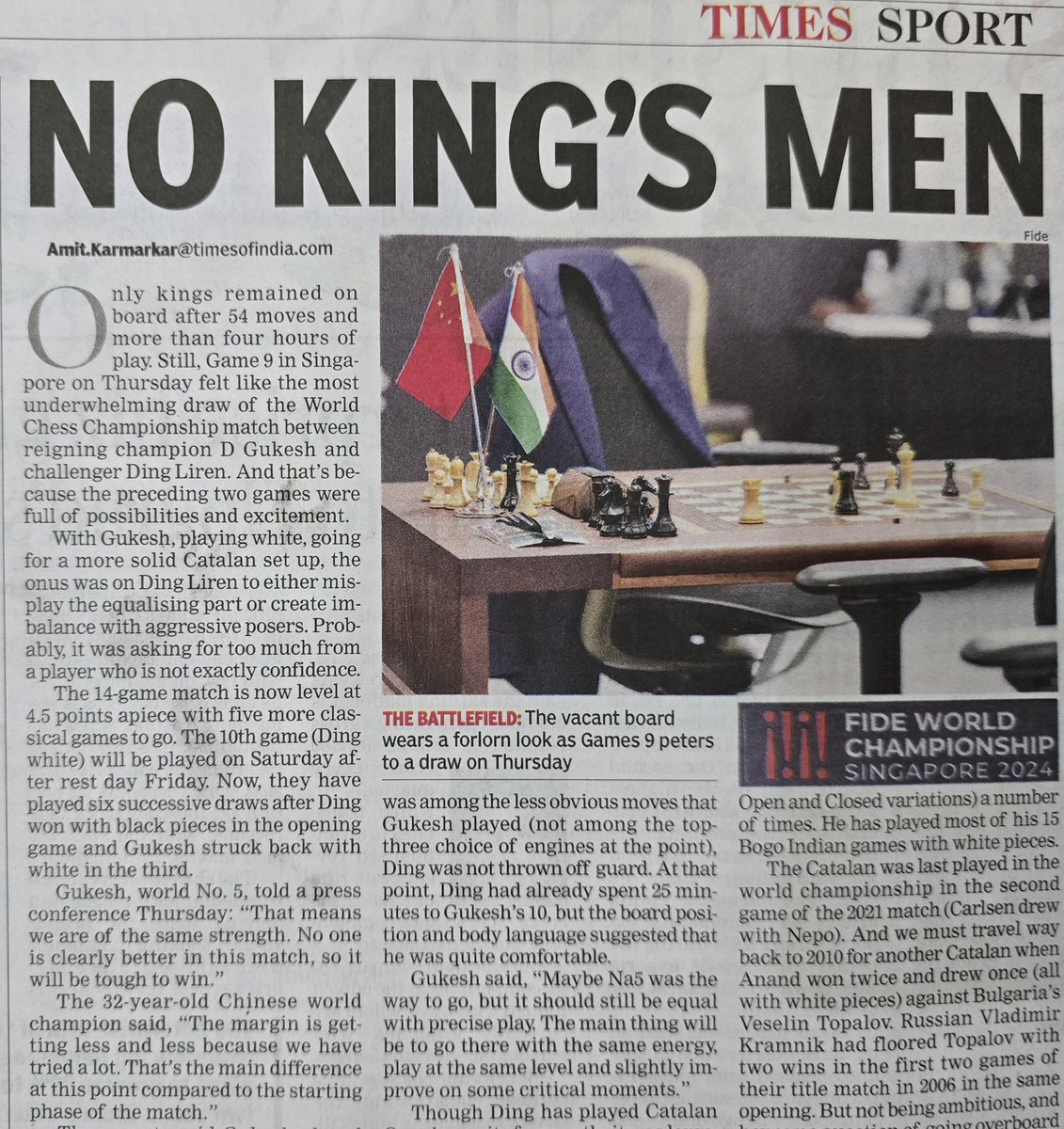 navya_agarwal's tweet photo. @timesofindia Gukesh is the challenger and Ding is the World Champion!! Please verify your information before publishing.
#news #CHESS #WorldChessChampionship
 @ChessbaseIndia @nikchess https://t.co/CXNHZqfrWr