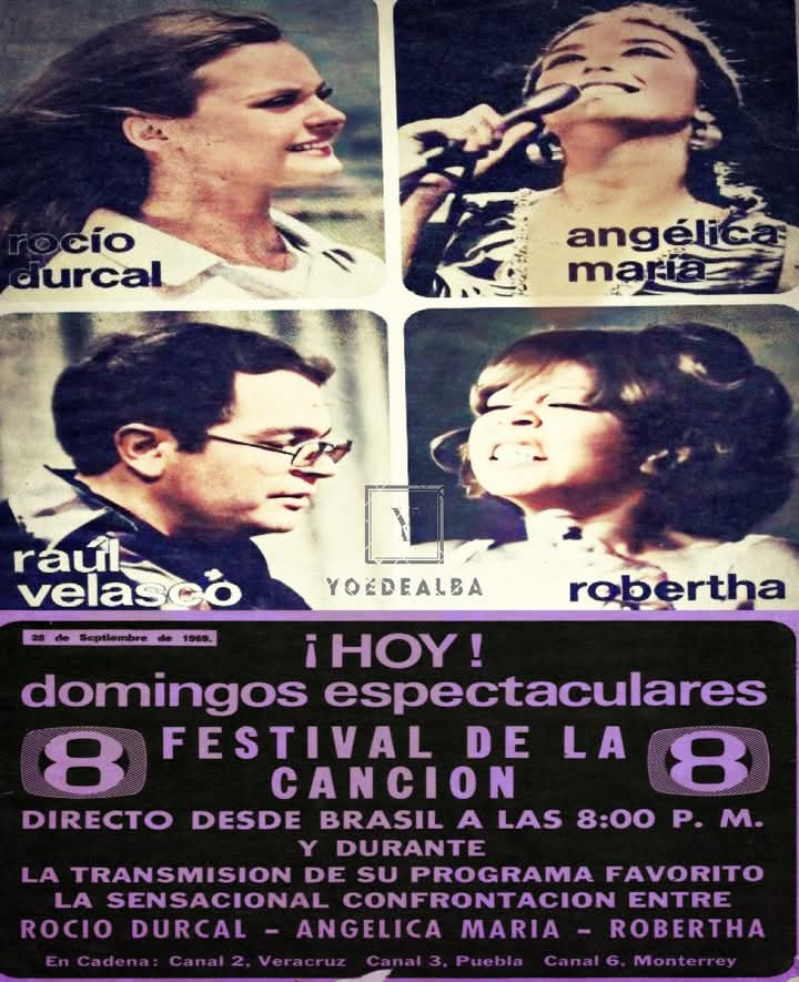 AngelicaMariaIn's tweet photo. #tbt Desde los estudios del Canal 8 de Ciudad de Mexico la presentación de La Novia de la Juventud ANGÉLICA MARÍA, la juvenil presencia de la española Rocio Durcal y Robertha La voz de amor.
#AngelicaMaria
#RocioDurcal
#Robertha
#raulvelasco
#DomingosEspectaculares https://t.co/hHzAraYjzT