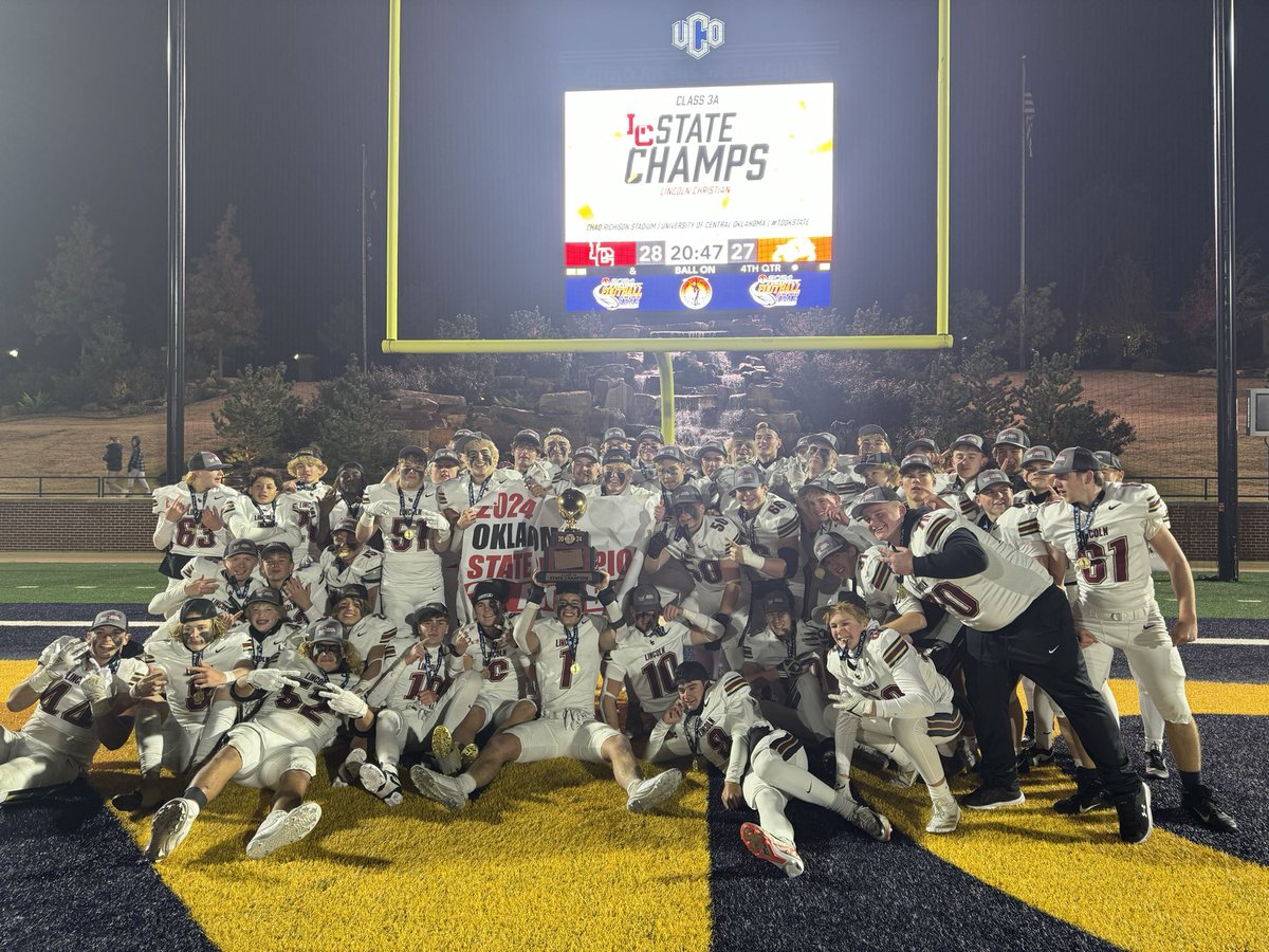 TJ Eckert (@tjeckertkjrh) on Twitter photo Lincoln Christian goes back to back!
The Bulldogs stop a Sulphur 2-point conversion attempt with just over a minute left to win a thriller in 3A 28-27.
<a href="/LCStulsa_FB/">Lincoln Christian Football</a> <a href="/JerryRicke/">Jerry Ricke</a> #OKPreps Lincoln Christian goes back to back!
The Bulldogs stop a Sulphur 2-point conversion attempt with just over a minute left to win a thriller in 3A 28-27.
<a href="/LCStulsa_FB/">Lincoln Christian Football</a> <a href="/JerryRicke/">Jerry Ricke</a> #OKPreps