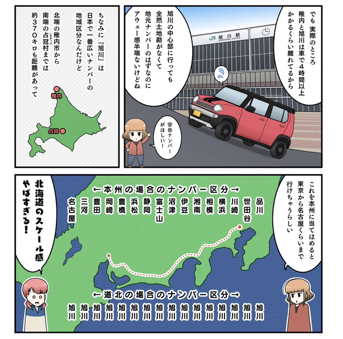 稚内は旭川ナンバーですが 