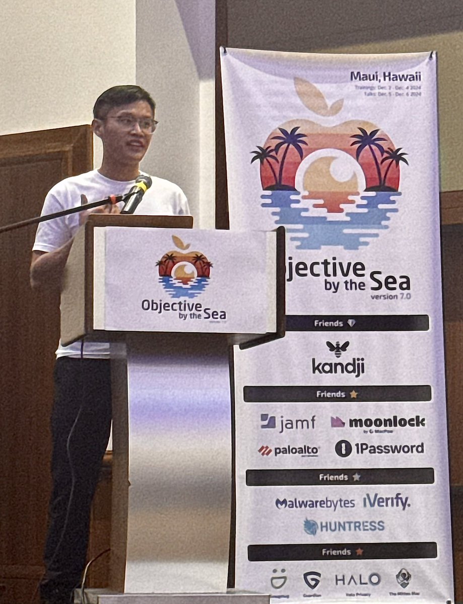 Doc Dave (@forensicdave) on Twitter photo Mickey Jin, (<a href="/patch1t/">Mickey Jin</a>), legendary Independent Security Researcher with > *220* CVEs - is back at #OBTS7! - Mickey deep-dived into an interesting vulnerability in PackageKit that allows bypassing of TCC and SIP that #Apple has released 7 (and counting) patches to try and fix! Mickey Jin, (<a href="/patch1t/">Mickey Jin</a>), legendary Independent Security Researcher with > *220* CVEs - is back at #OBTS7! - Mickey deep-dived into an interesting vulnerability in PackageKit that allows bypassing of TCC and SIP that #Apple has released 7 (and counting) patches to try and fix!