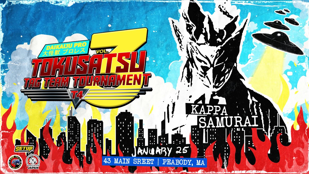 🚨 COMBATANT ANNOUNCEMENT 🚨

It's a creature double feature! 

The wild one, Kappa Jungle and the sword slashing sleuth, Kappa Samurai have been confirmed by Department of Daikaiju agents to be at Daikaiju Pro Vol. 3!  

Despite the kappa counterattack failing, the Kappa World