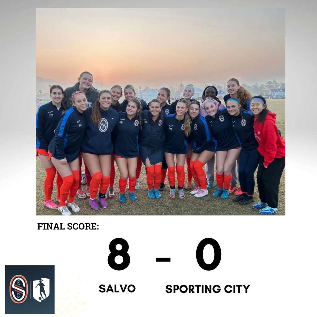 First game in California and we came out with the dub against Sporting City!! Great job to our defense for the shutout and great job to those who scored the goals!! 
Goals scored by:
Tenley- 3, Reese- 1, Savannah- 1, Hadley- 1, Alayna- 1 and Nina- 1