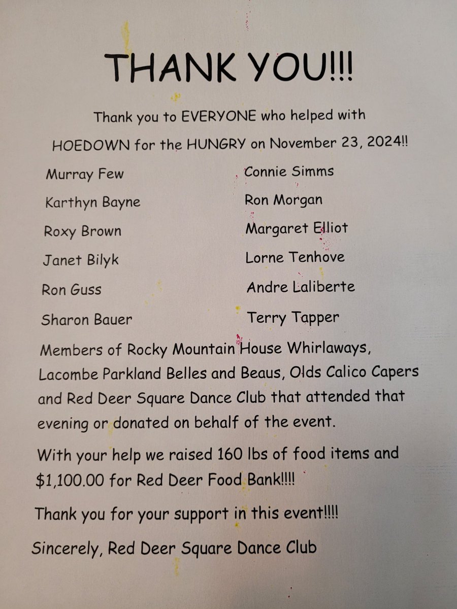 KrazyKoolCherry's tweet photo. We raised 160 lbs of food items and $1,100.00 for Red Deer Food Bank!! @RedDeerSquareDance https://t.co/gmDUAiSxS0