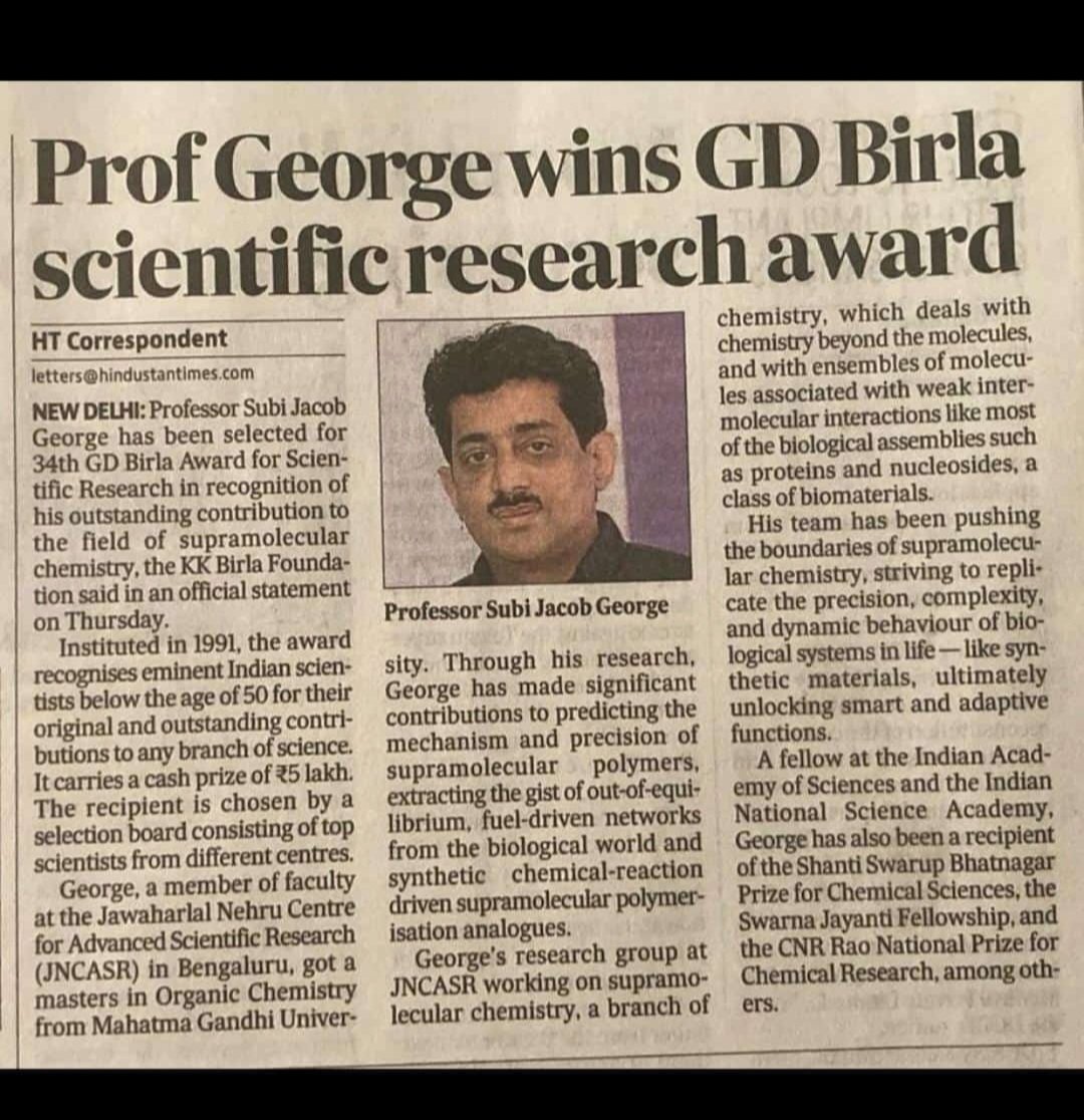 Sundaravalli Narayanan (@sundaravallin) on Twitter photo Prof. Subi George is honoured with the GD Birla award for his excellent contributions to research! Many congratulations, sir! <a href="/SubiJGeorge/">Subi George</a> Prof. Subi George is honoured with the GD Birla award for his excellent contributions to research! Many congratulations, sir! <a href="/SubiJGeorge/">Subi George</a>