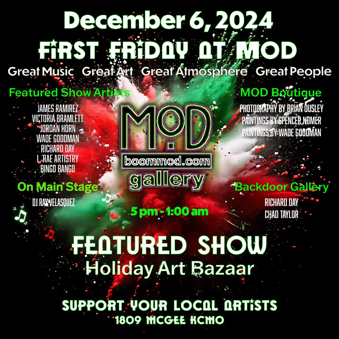 Hey Folks! Come on by #MODGallery and enjoy your Friday night! Great Art, People, &amp; Music! Check it out! <a href="/BOOMMOD/">MOD Gallery & Space</a>