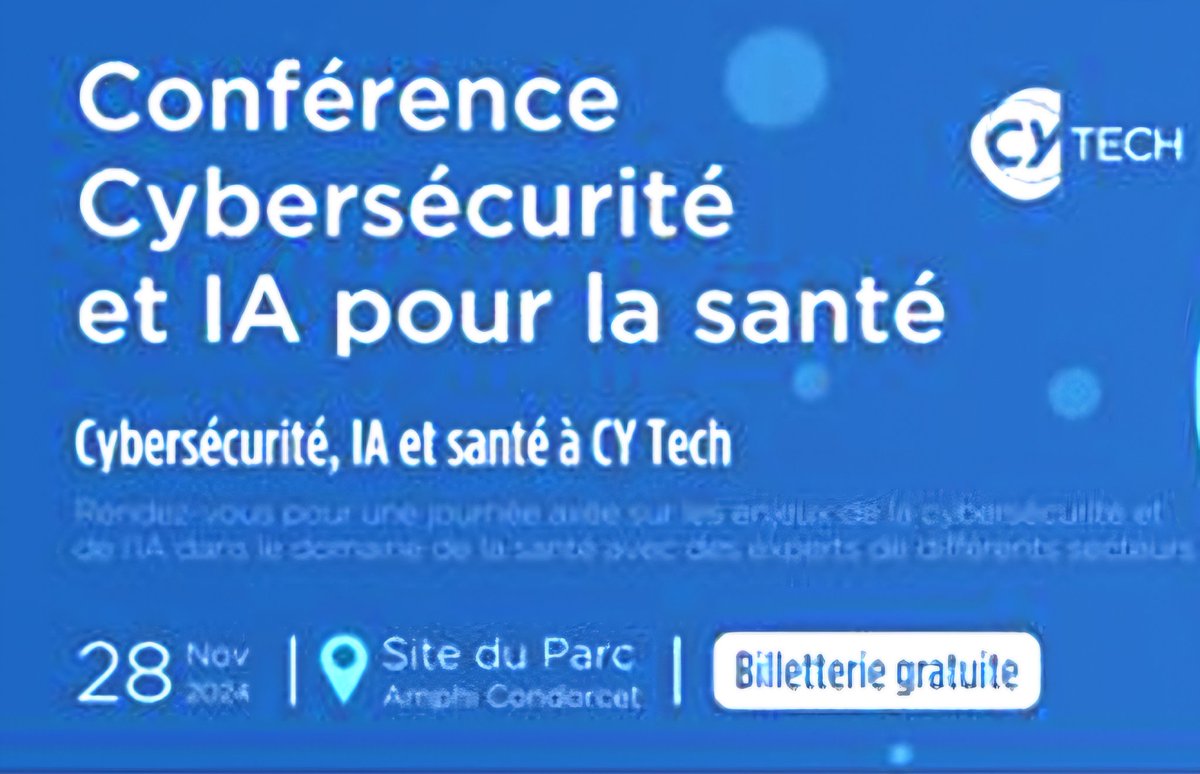 CEEVO95's tweet photo. #valdoise / #iledefrance / #ChooseIDF / #Cytech / #Ceevo95 : Intervention du CEEVO lors de la Conférence "Cybersécurité et Intelligence Artificielle pour la Santé", organisée le 28 novembre dernier par CY Tech, à Cergy (Val-d'Oise) - https://t.co/ToqGmv6fkS https://t.co/ZlY70GbdBB