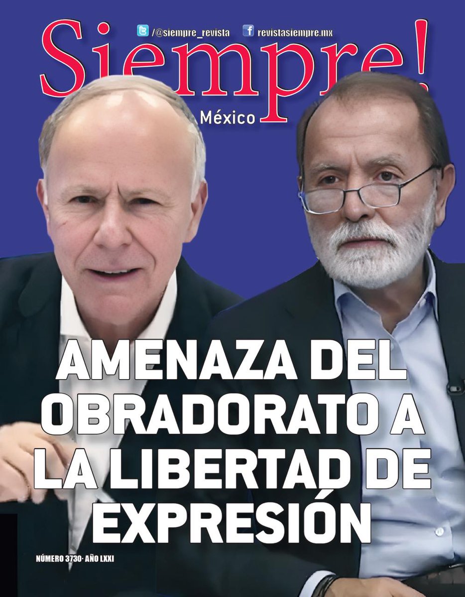 Más que un artículo periodístico “Ni un ápice de autocrítica” de Epigmenio Ibarra es, sin duda una amenaza y un mal augurio para el futuro de la libertad de expresión en México.
siempre.mx/2024/12/amenaz…