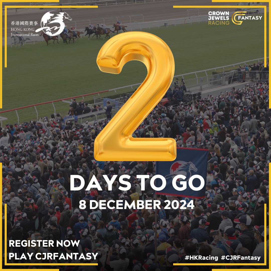 2️⃣ Days To Go‼️

Register Now to Play The Game 🐎

🔗 Link In Bio

🏆: The Hong Kong Cup
🗓️: Sunday 8th December 
📍: Sha Tin

<a href="/HongKong_Racing/">Hong Kong Racing</a> #hongkong #hkir #cjrfantasy #thoroughbred #horseracing