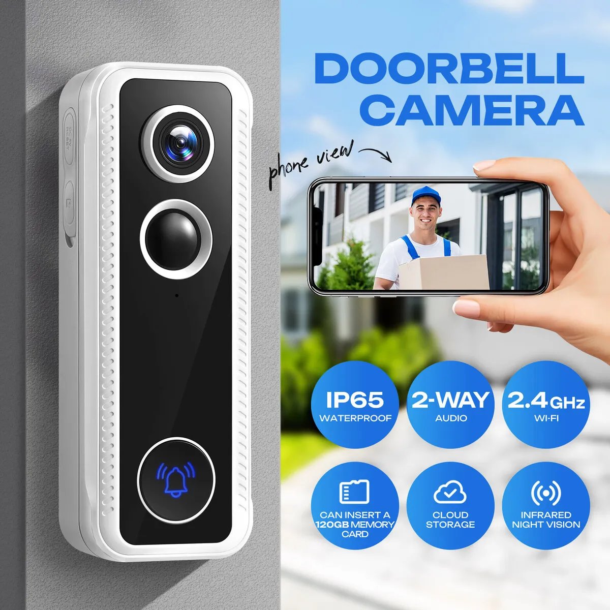 CrazySalesAus's tweet image. Video Doorbell Camera Smart Wireless 2K HD Security Door Bell Motion Detection Chime Night Vision Two Way Audio Cloud Storage Rechargeable Battery Now: $69.95
 bit.ly/3D0ljxI
#videodoorbell #videocamera #wirelesscamera #homesecurity #audio