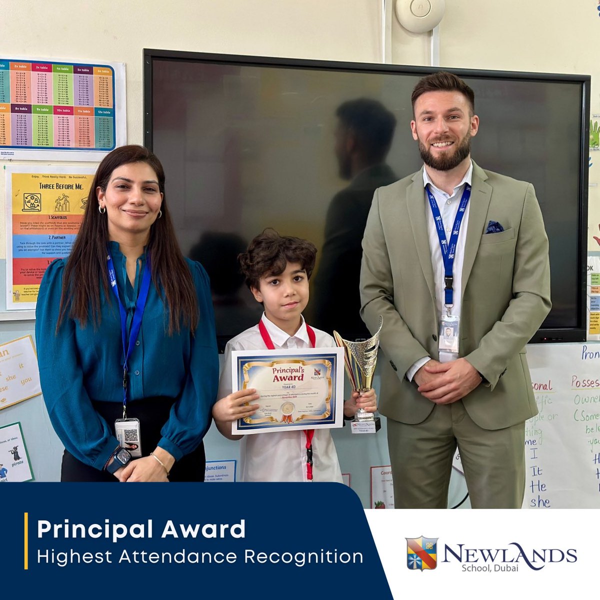 👏🏻 Congratulations to our highest attendees at Newlands! 

🌟 The recipient of this award for the month of November is 4D. Well done to all for your dedication and commitment!

#PrincipalsAward #HighestAttendance #NewlandsWay #KHDA
