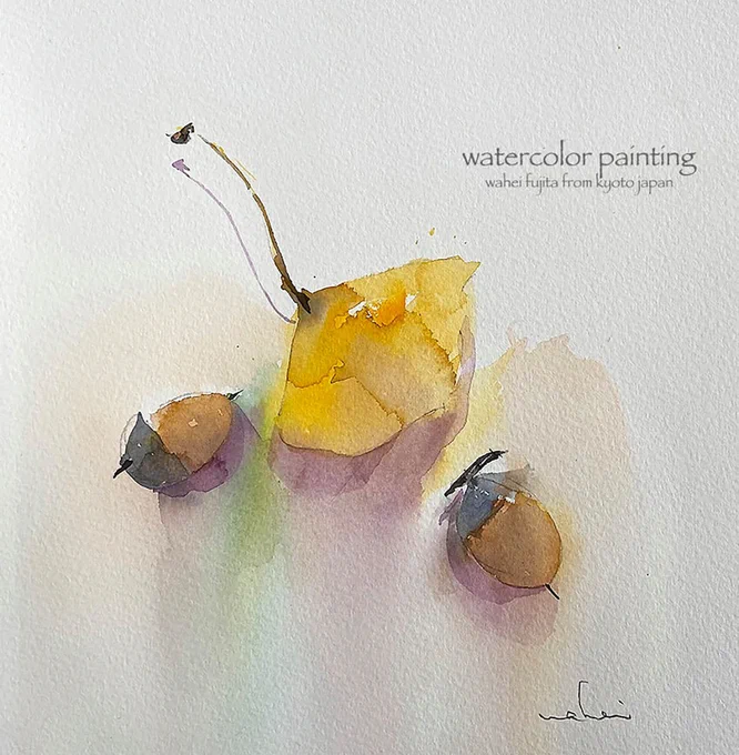 描かない描かない…。書の様に流れる様に…。#Watercolor #水彩画 #透明水彩 #京都水彩画塾  #水彩画教室  #京都の絵画教室 #藤田わへい  #USK  #絵画動画 