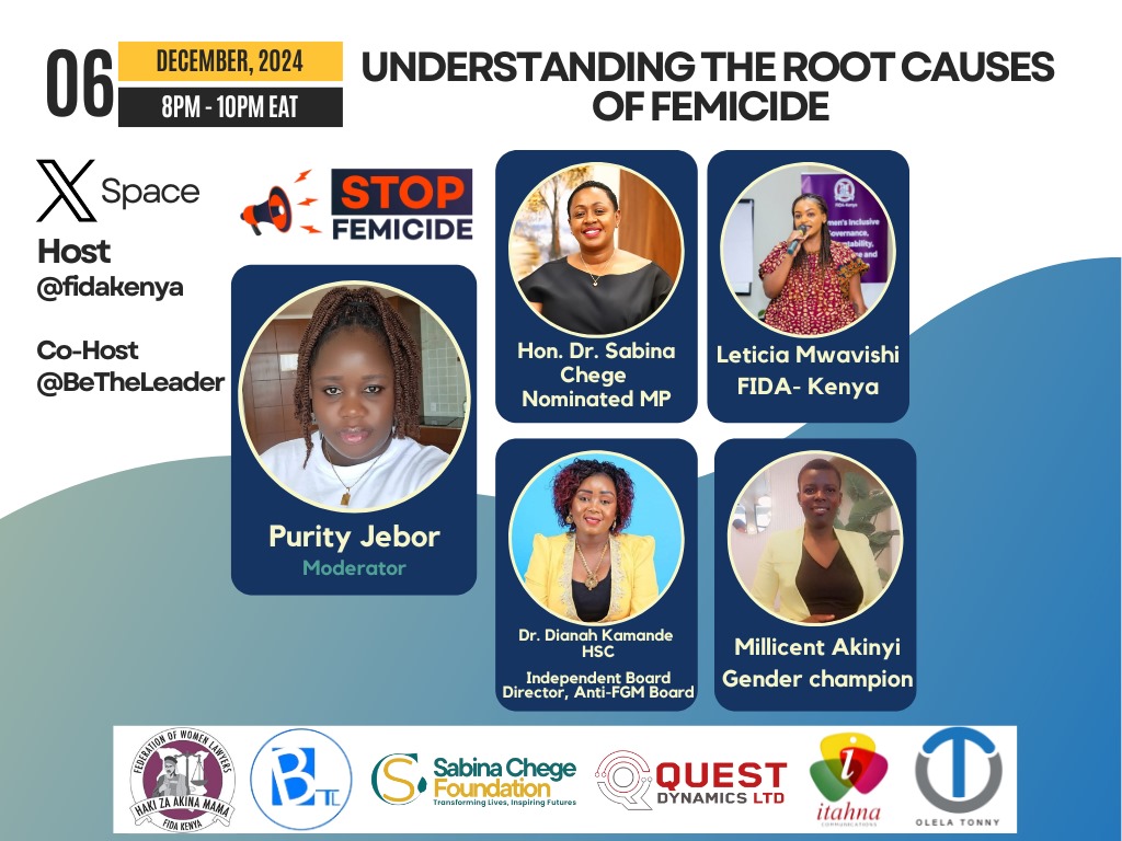 OdhiamboOlela's tweet photo. Join us today @fidakenya as we explore the root causes of #Femicide @SABINACHEGE @BeTheLeader_Org
#16DaysofActvism
Set reminder 🎗️
https://t.co/HQjgXESYwd https://t.co/WJXCgdy4B6