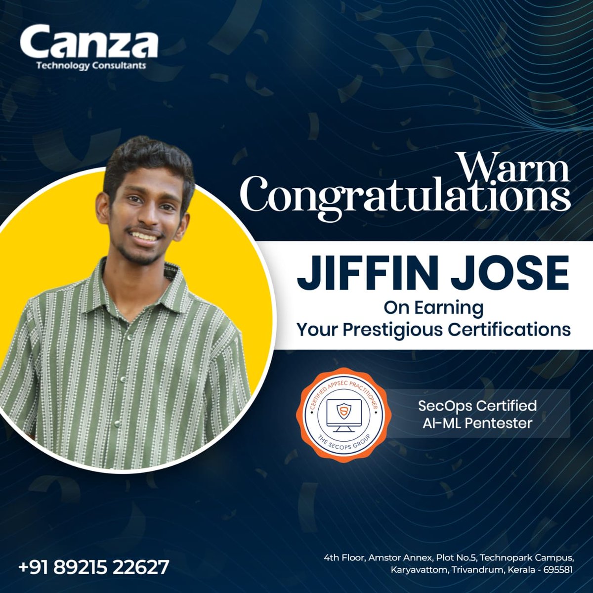 CanzaTechnology's tweet photo. Congrats to Jiffin Jose on becoming a SecOps Certified AI-ML Pentester from The SecOps Group! This milestone highlights his expertise in advanced cybersecurity, with a vibrant design symbolizing security and innovation.
#Cybersecurity #AI #Pentester #SecOps https://t.co/mkgNjvKmuM