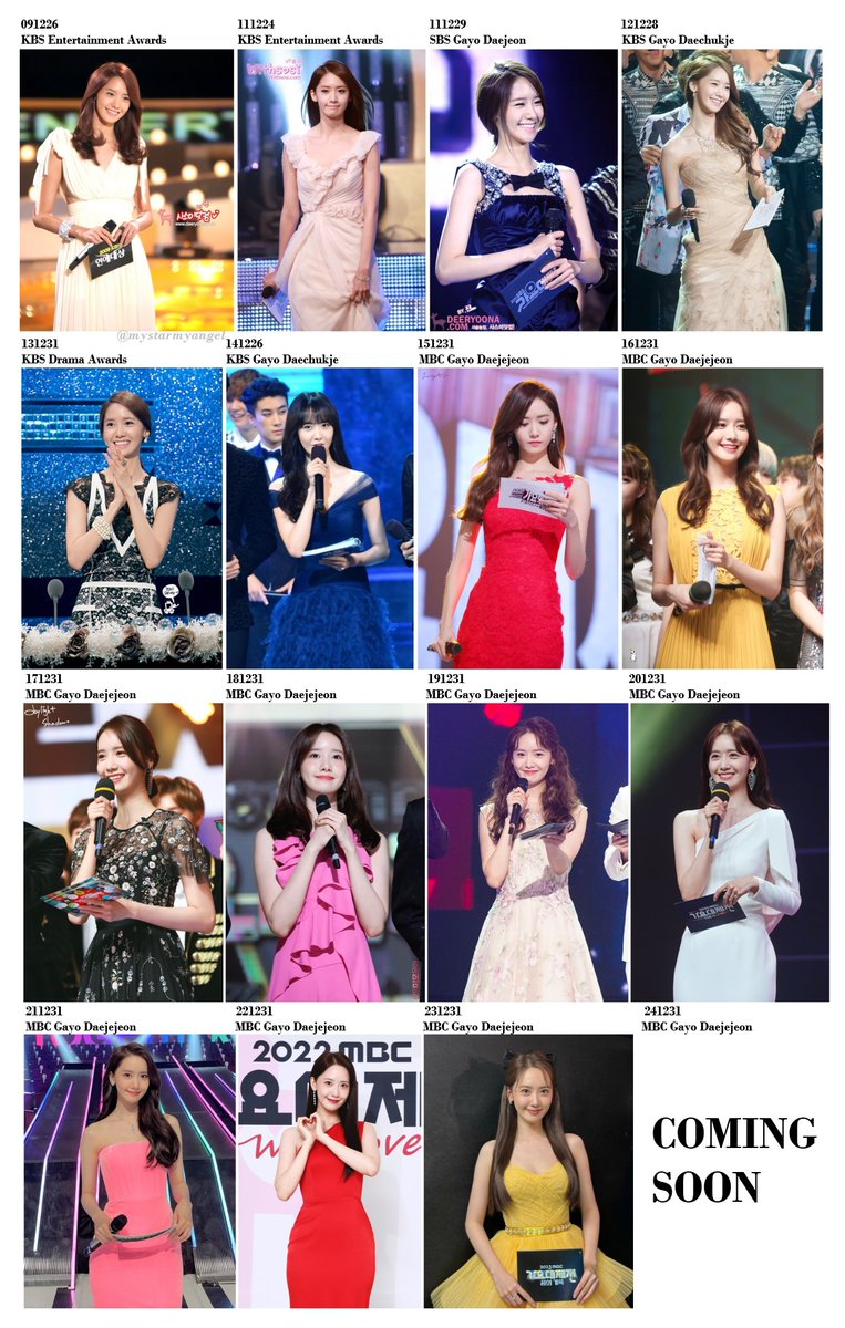mystarmyangel's tweet photo. MC #YoonA (Year End Ceremonies ONLY)  

2009 KBS Ent Awards  
2011 KBS Ent Awards  
2011 SBS Gayo  
2012 KBS Gayo  
2013 KBS Drama Awards  
2014 KBS Gayo  
2015 MBC Gayo 
2016 MBC Gayo 
2017 MBC Gayo 
2018 MBC Gayo 
2019 MBC Gayo 
2020 MBC Gayo 
2021 MBC Gayo 
2022 MBC Gayo   
2023 MBC Gayo

🔜2024 MBC Gayo   

#임윤아 #LimYoonA #윤아