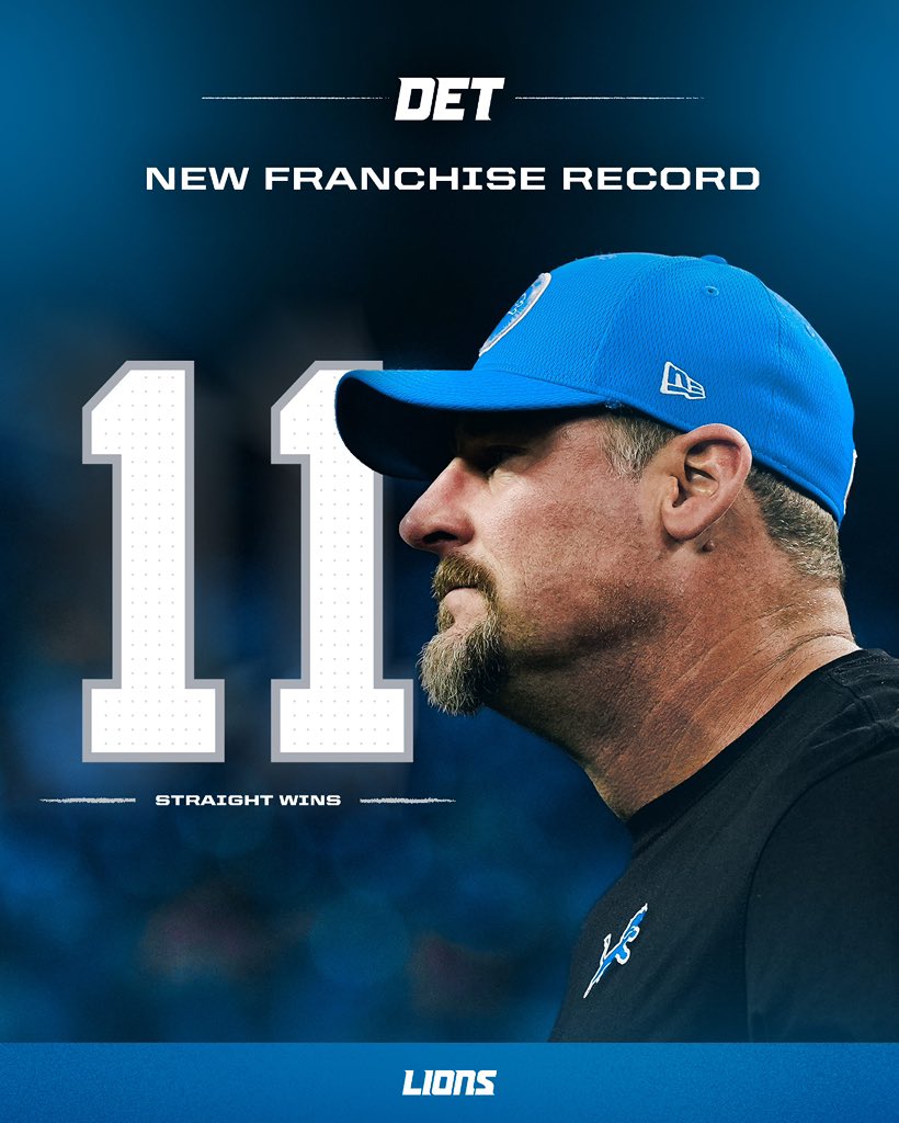 Detroit Lions PR (@lionspr) on Twitter photo For the first time in franchise history, the <a href="/Lions/">Detroit Lions</a> have won 11-straight games.
#OnePride For the first time in franchise history, the <a href="/Lions/">Detroit Lions</a> have won 11-straight games.
#OnePride