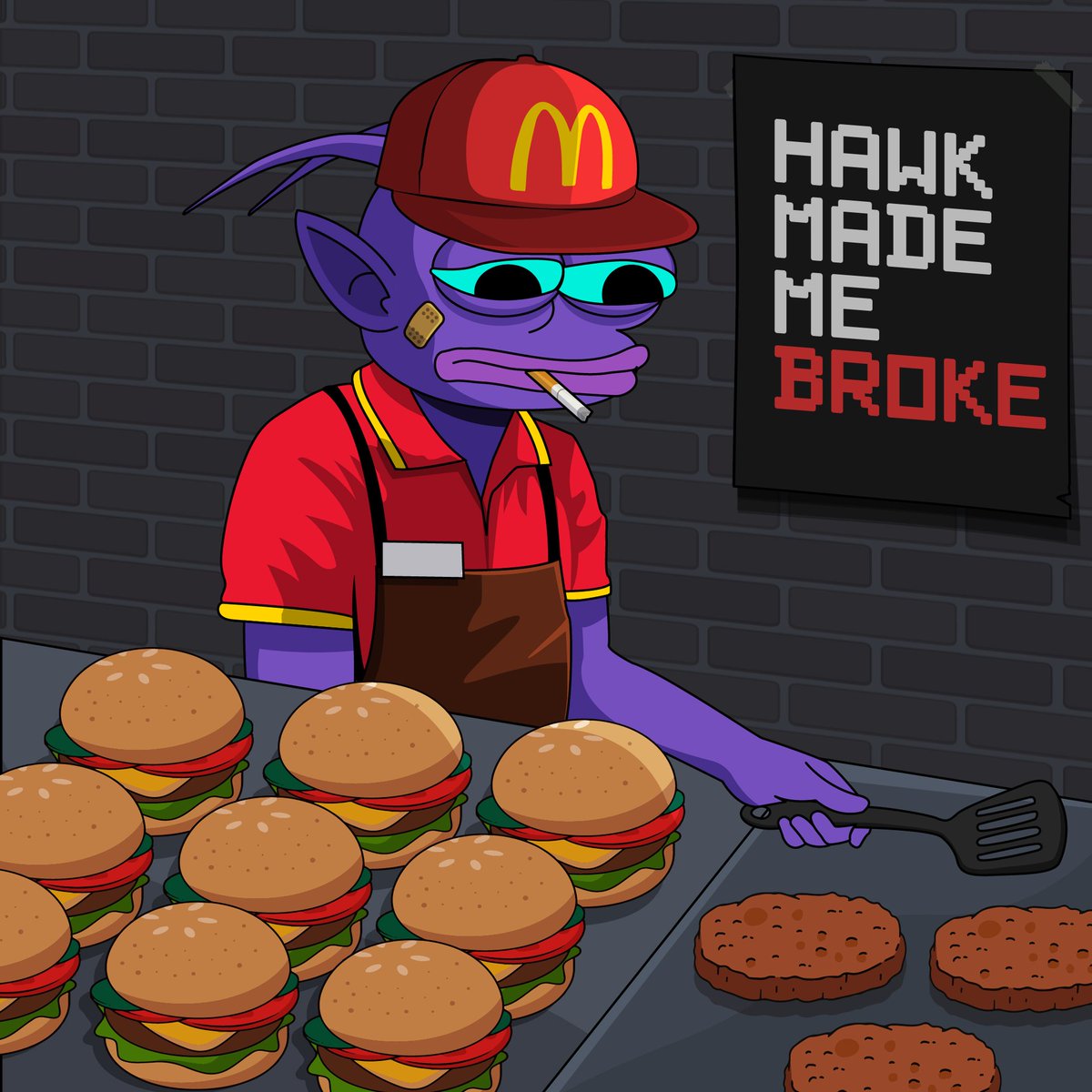 EvanOnSol's tweet photo. Evan put his last 2 sol into the $HAWK launch, hoping for that parabolic pump... next thing he knows, the chart did a belly flop and the bubble map looked like a viral outbreak. Now he's flipping burgers to make back enough for the 15% fees. 🥲 https://t.co/ntd5FCMicD