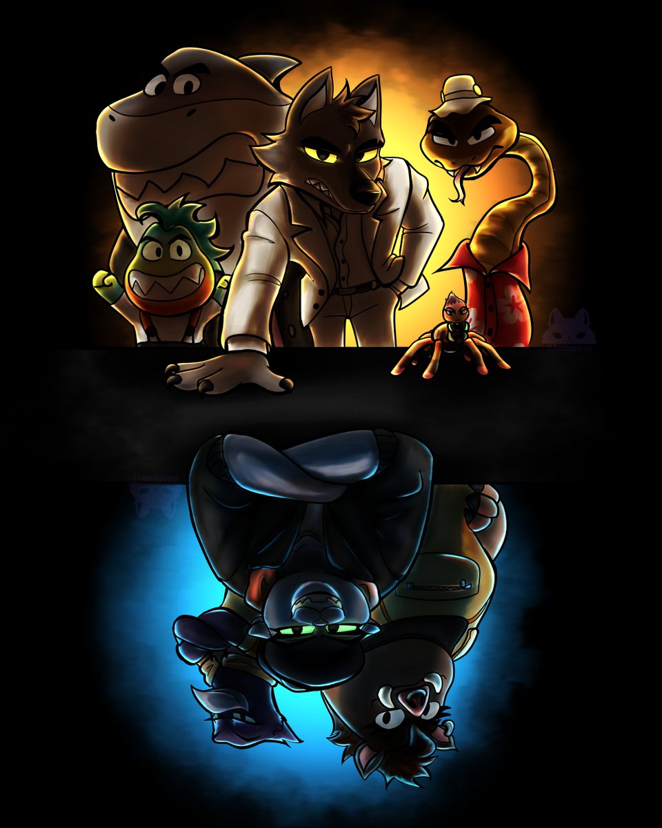 Natisdeleche's tweet photo. 🐺🐍🦈🕷️🐟~
.
#thebadguys #lostiposmalos #dreamworks #fanart #furryart #furry #TheBadGuys2 https://t.co/nl5Xow9wx5