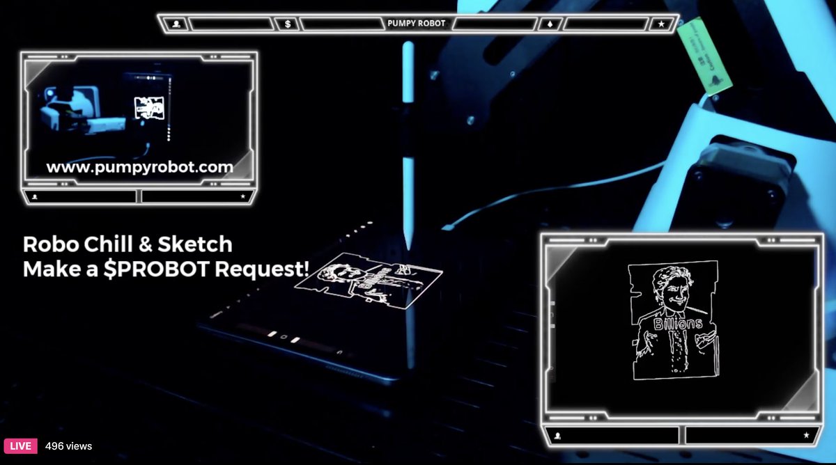 PumpyRobot's tweet image. Thanks for watching and sharing our livestream today!
Lots of great $PROBOT art was made.
Including our last sketch of the night. Another $BULLY classic.