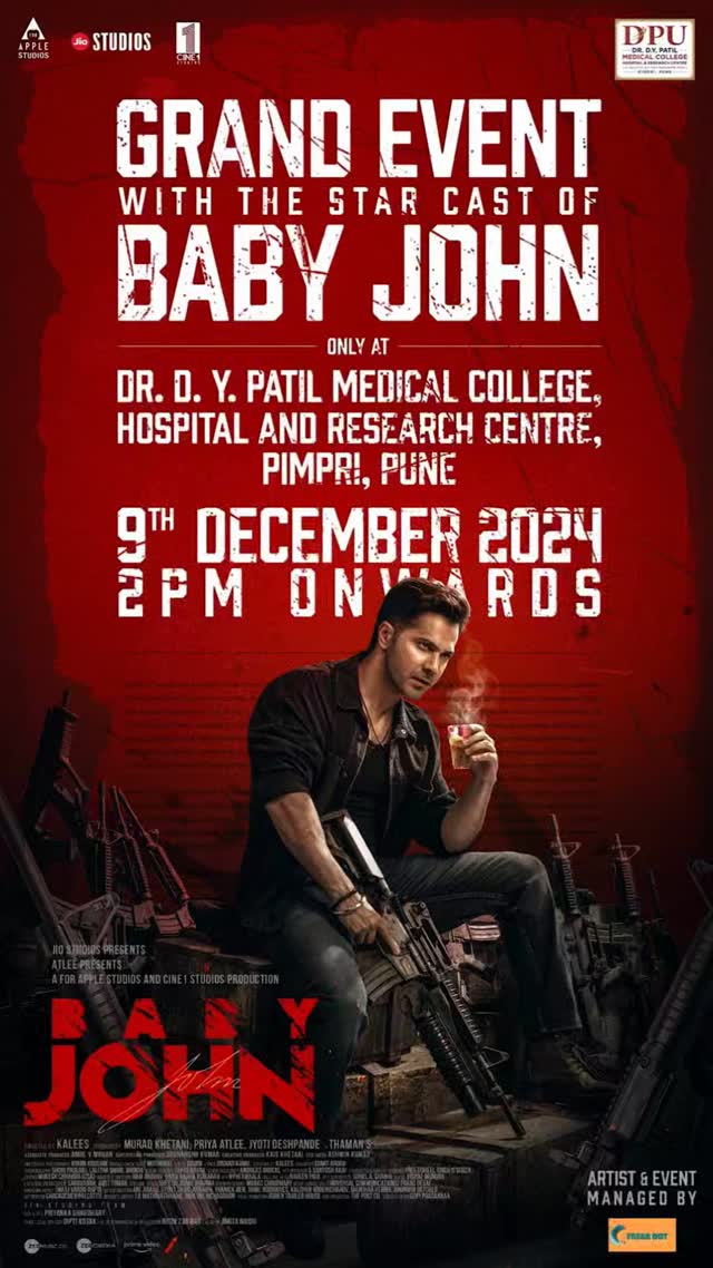 RockyWired's tweet photo. #BabyJohn Grand trailer launch on 9th December from 2 PM onwards at the Dental Grounds Dr. D. Y. Patil Medical College, Pimpri
 #VarunDhawan #KeerthySuresh #BabyJohnTrailer https://t.co/ehBsgkSJ53