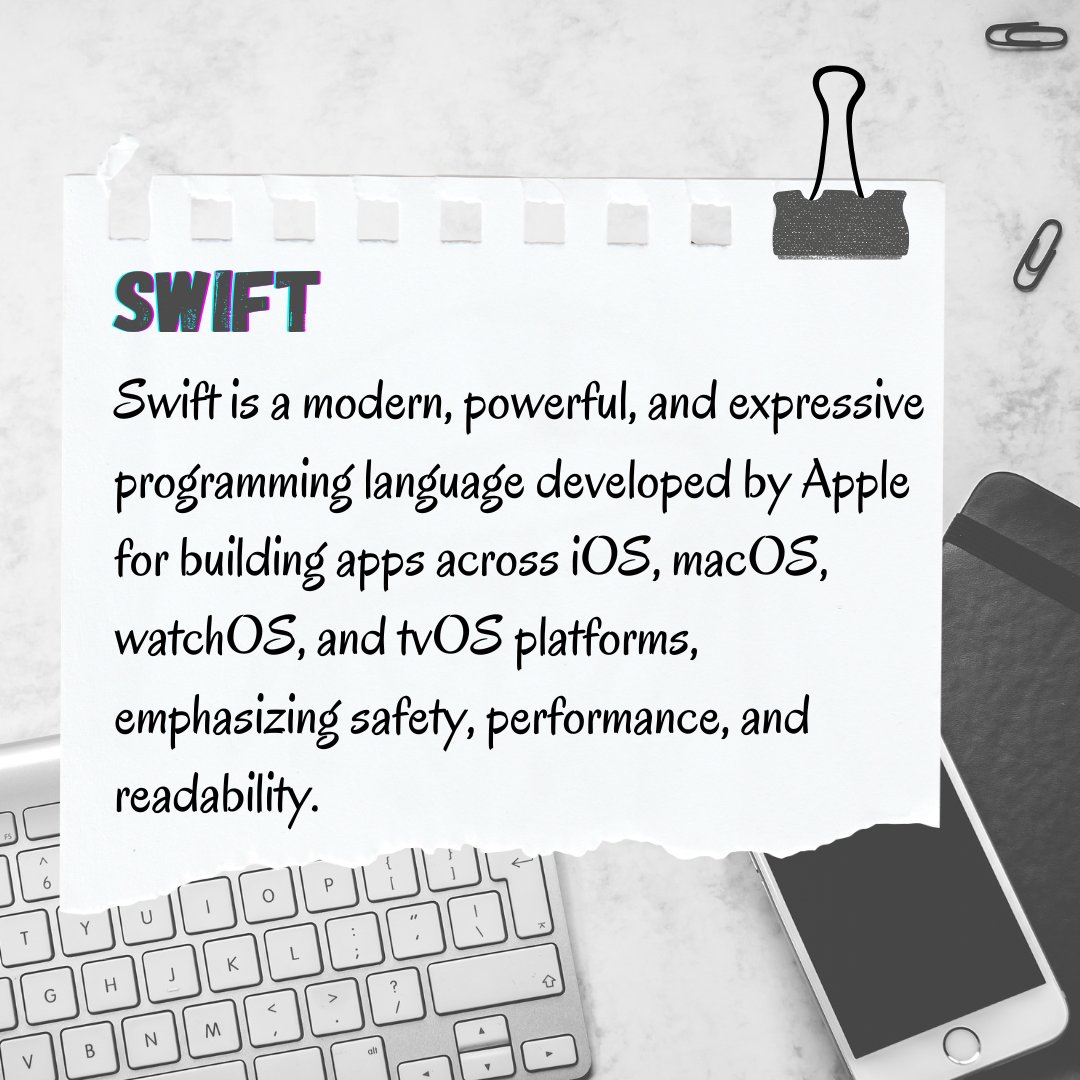 Good_Pegg's tweet photo. Swift is a programming language made by Apple for building apps on iPhone, iPad, Mac, Apple Watch, and Apple TV.  Swift helps developers write safer, more reliable code, making it a great choice for anyone who wants to create amazing apps for Apple devices.
#GoodPegg #AppStore https://t.co/M3qU4ytisn