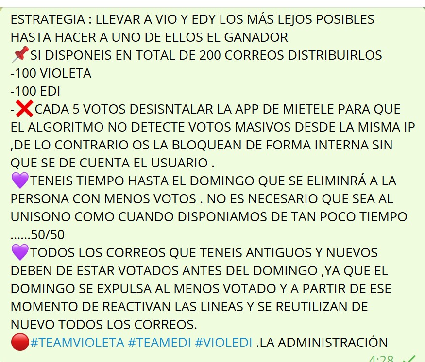 TEAMARTURSV9825's tweet photo. 📌COMUNICADO #VIOLEDI DIVIDIR EL VOTO
SI DISPONEIS DE 200 CORREOS
-100 VIO
-100 EDI
📌NO ES NECESARIO QUE SEA AL MISMO TIEMPO ESTA VES TENEMOS HASTA EL DOMINGO
📌ANTES DE DOMINGO DEBEMOS DE TENER TODOS LOS CORREOS VOTADOS #GH6D 👇#TEAMVIOLEDI #TEAMEDI https://t.co/XlR3bgmweR