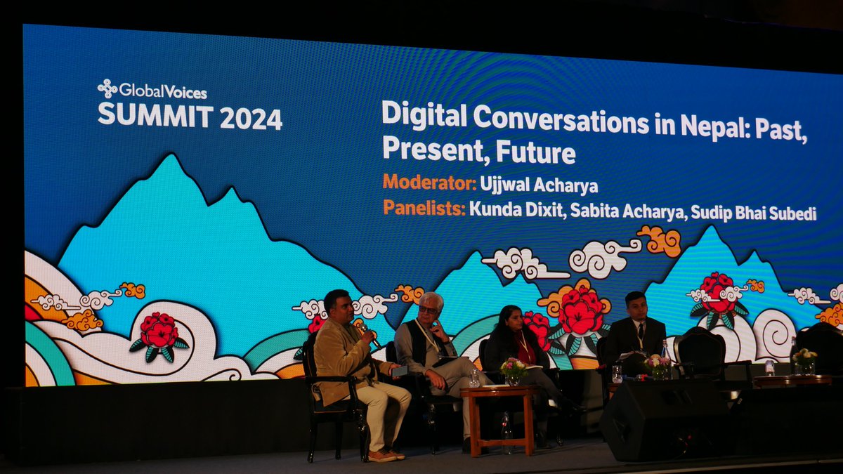 Digital Conversations in Nepal: Past, Present &amp; Future panel: 
🎙️ “Videos are getting many views” - Sudip Bhai Subedi (Gulabi Sambad) 
🎙️ “Old media need to learn new tricks” - Kunda Dixit (Nepali Times)
#GVSummit2024