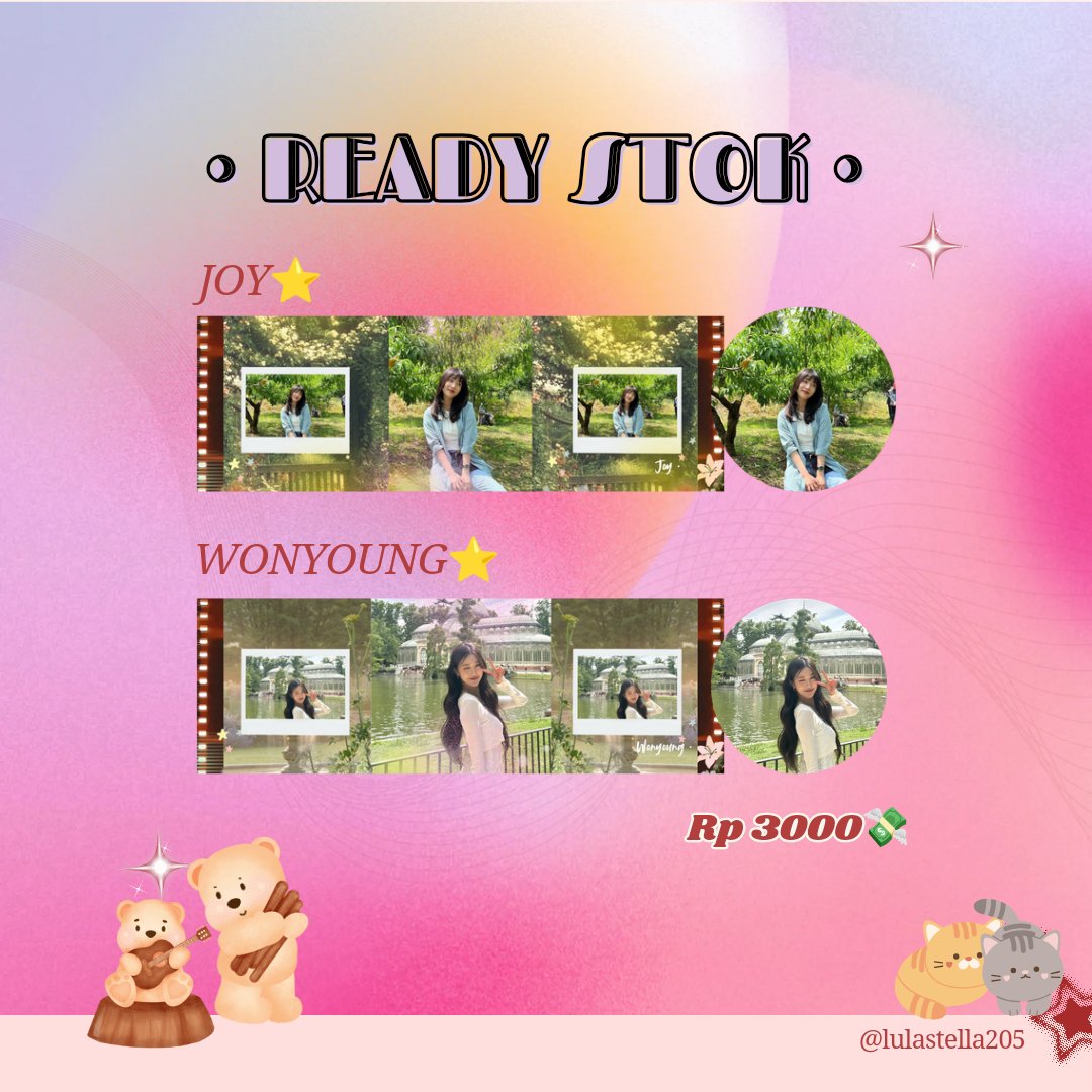 Layout Ready Stock 🩷
• Joy ✨
• Wonyoung✨
->Get ava png, no request
->Yang minat, Bisa langsung DM ajaa.
-> payment: Seabank/ewallet
[  #zonauang  #zonajajan ]
