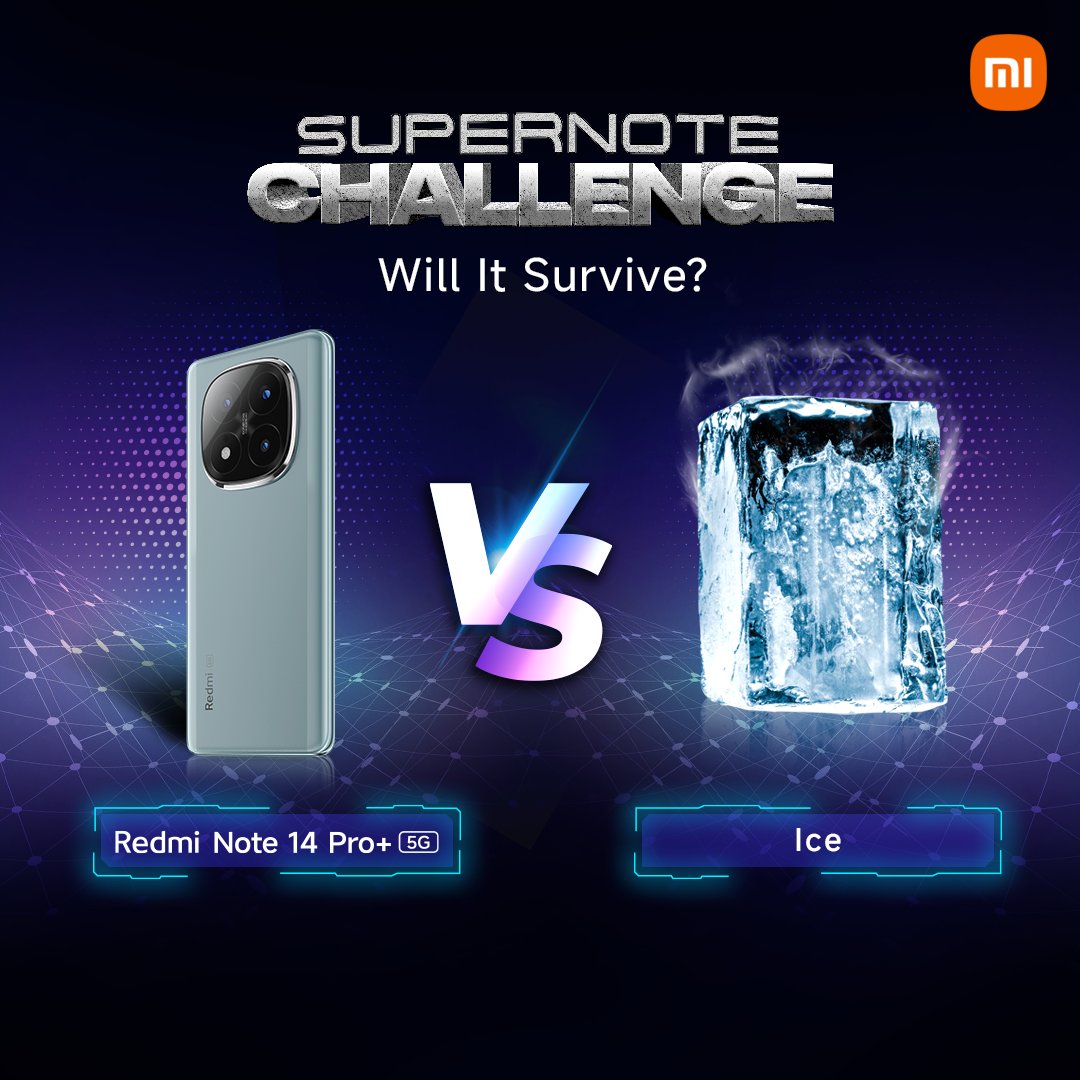 XiaomiIndia's tweet image. Now that&apos;s a #SuperNoteChallenge! 

#RedmiNote14 Pro+ 5G Vs Ice? Will the #SuperNote stay cool under the pressure?  Who will take up this challenge? 

Give your vote below!