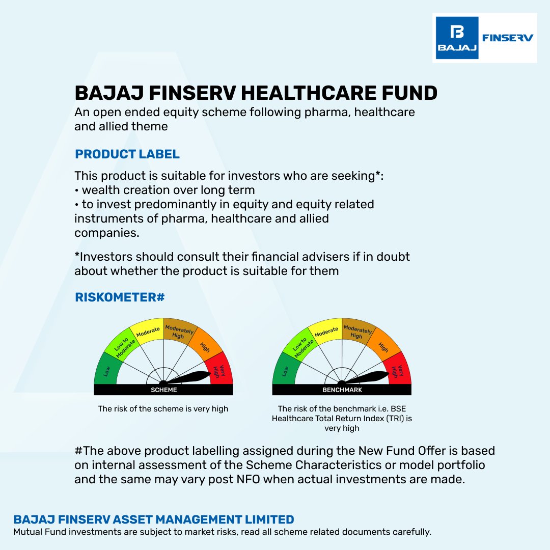 bajajfinservmf's tweet photo. The Bajaj Finserv Healthcare Fund NFO is now open! 

Invest across the pharma sector, diagnostics, hospitals, and wellness for diverse opportunities within the growing Indian healthcare spectrum and long-term growth potential.

Click here to know more: https://t.co/S8ts3ug81w https://t.co/gOJic6FuAf