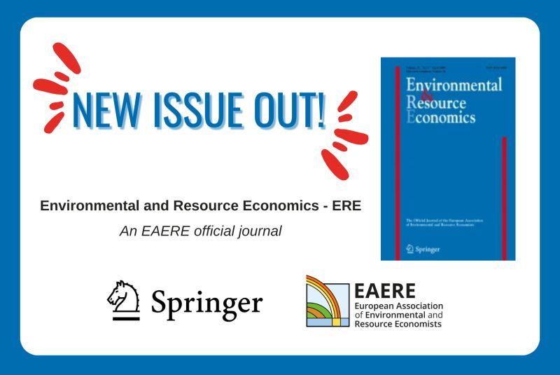 December Issue of Environmental and Resource Economics is out now. It's a  Special Issue on Green resources for the energy transition, with Guest  Editors:  Elisa Trujillo-Baute, Mar Reguant and Juan Pablo Montero link.springer.com/journal/10640/…