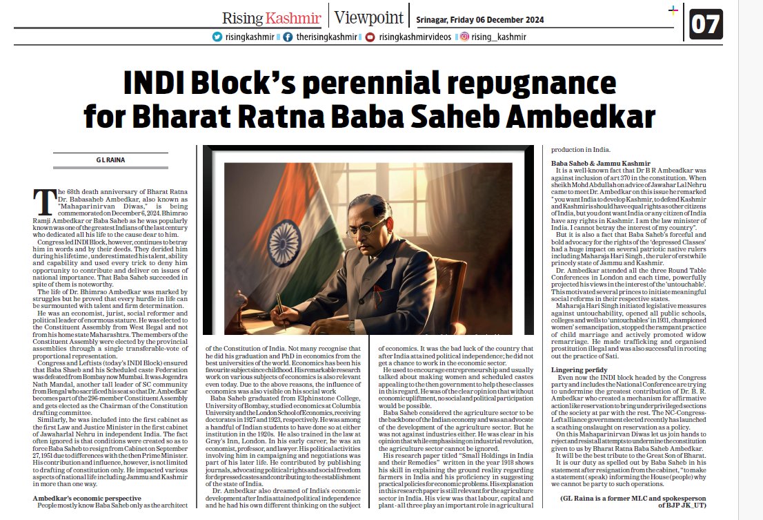 BhartiAjey's tweet photo. #BharatRatna #BabaSahebAmbedkar Ji's  “Mahaparinirvan Diwas"
He was one of the greatest Indians of the last century .
#Congress led #INDIBlock continues to betray him in words n by deeds. They derided him during his lifetime  n denied him opportunity to contribute https://t.co/nJzfi6kgDy