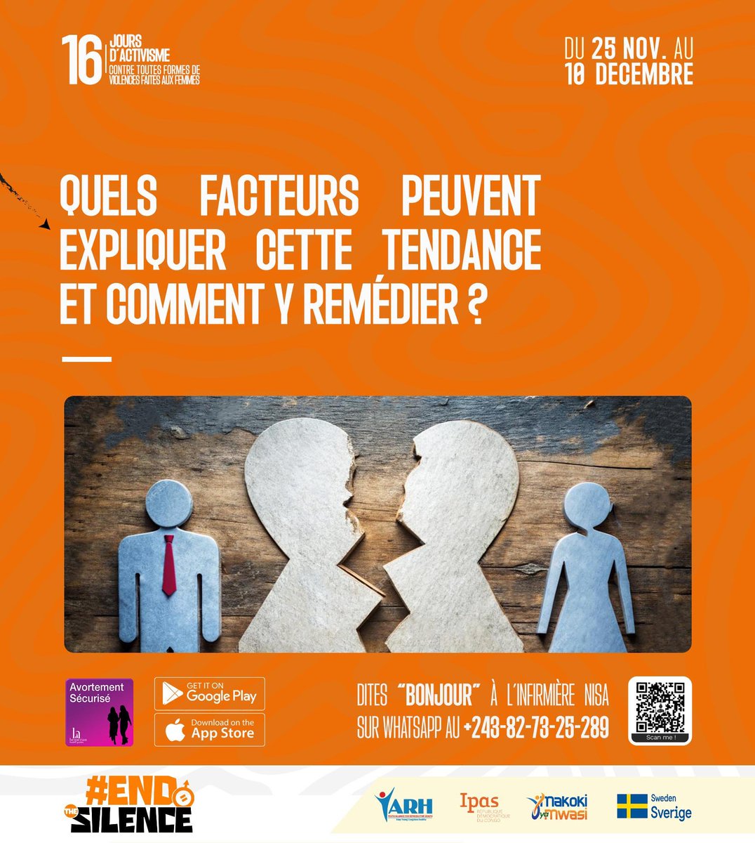yarhdrc's tweet photo. #EndTheSilence4GBV: Le taux élevé de divorce révèle des tensions croissantes dans les relations. 
Quels facteurs peuvent expliquer cette tendance et comment y remédier ?

#16JrsVBG
#YARHInAction
#MakokiYaMwasi