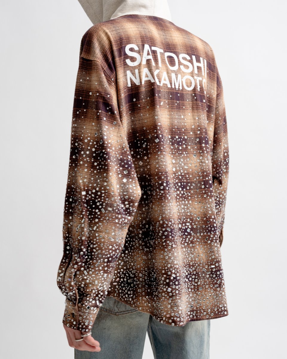 SATOSHI NAKAMOTO 砕け散ったガラス ラインストーン デニム 30 SATOSHI 