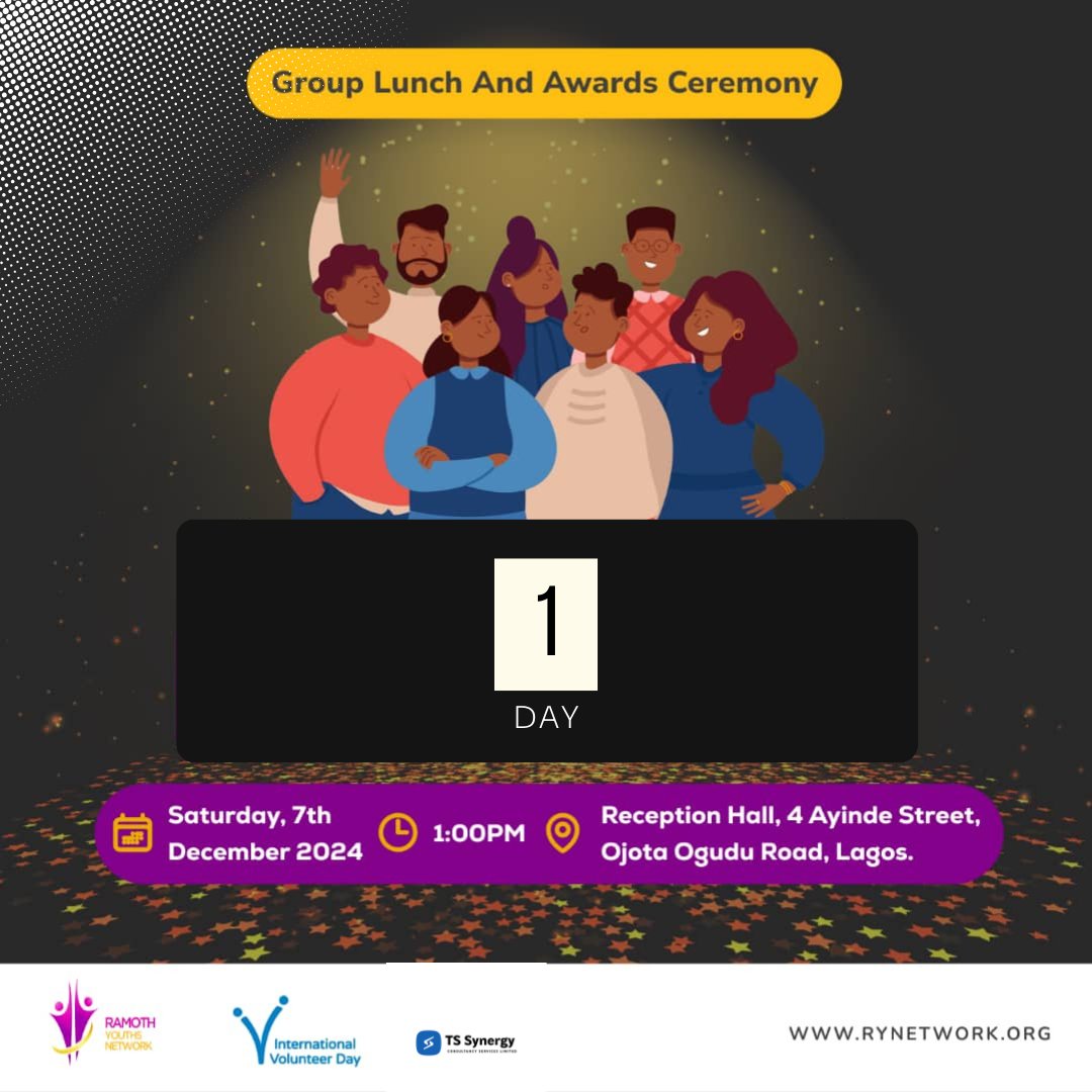rynetwork's tweet photo. It's 1 DAY to go for us to celebrate and recognise outstanding members of RYN for their service all year round, in commemoration of International Volunteers Day!
#RYN #VolunteersDay #ServiceRecognition #OutstandingMembers #CelebrateVolunteers #CommunityHeroes #MakingADifference https://t.co/EP9xgOtGzy