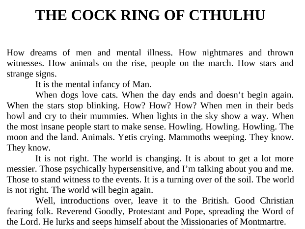 reekfeel's tweet photo. Out Today on #godlesshorrors #indiehorrror #lovecraft #cthulhu
THE COCK-RING OF CTHULHU AND OTHER ANOMALIES
https://t.co/nzoJDfBArw https://t.co/DQj6RQWOHC