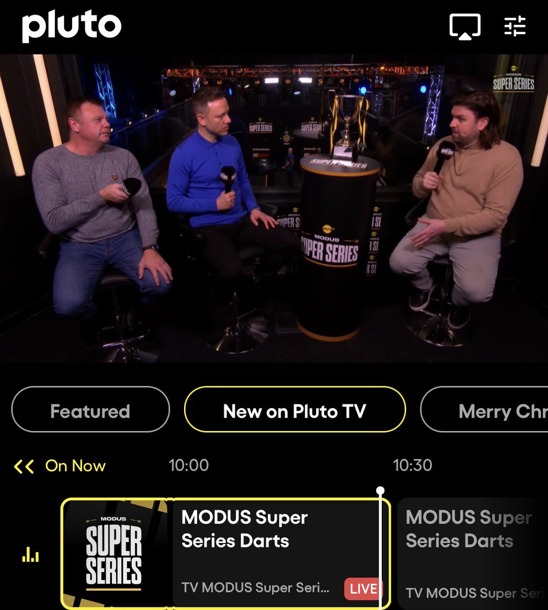 MSSdarts's tweet image. HOW GOOD DOES THAT LOOK?! 😍

The 24/7 MODUS Super Series Pluto TV channel is now LIVE! 💥

Download the Pluto TV app on your favourite smart devices, including your Smart TV, so you don't miss ANY of the Darting drama! 📺

Stream now. Pay never. 🔥