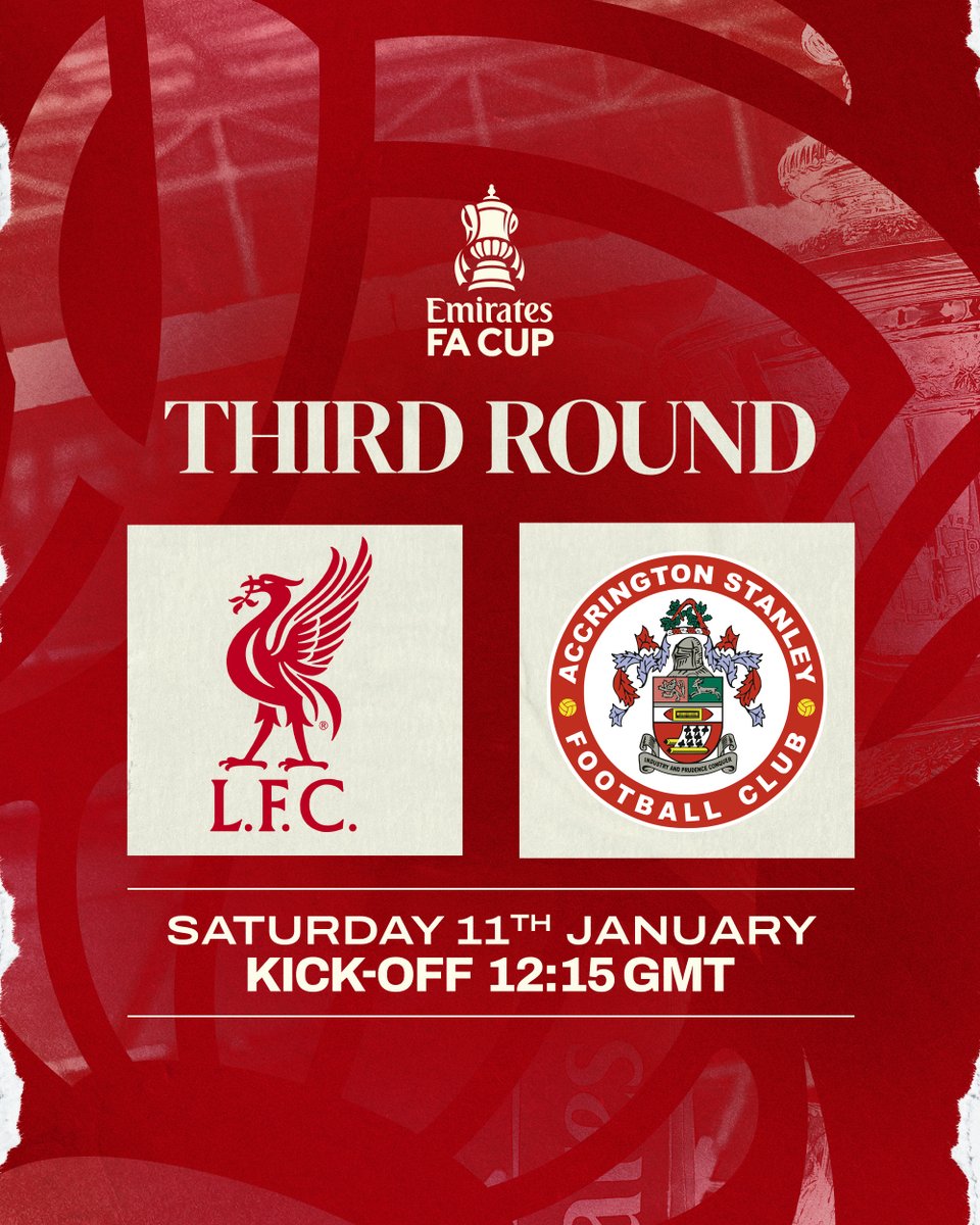 LFC's tweet photo. The fixture details for our #EmiratesFACup third-round clash with Accrington Stanley have been confirmed 🔒 https://t.co/9ki0FH6fAS
