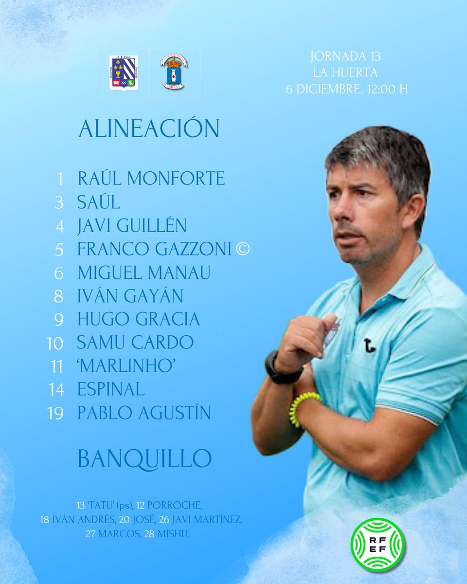 👤 | 𝗔𝗟𝗜𝗡𝗘𝗔𝗖𝗜𝗢́𝗡 𝗖𝗗 𝗕𝗥𝗘𝗔

¡Este es el once titular del CD Brea para visitar al <a href="/cfepila/">CF Épila Oficial</a> ! 🔥

🤍💙